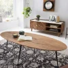 Wohnen Akazie Wohnzimmertisch in Oval 150x45x60 - Imbira
