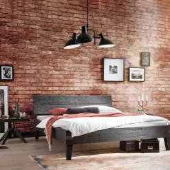 Best Wohnen Akazienholz Bett in Grau - Friedel