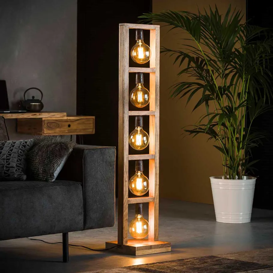 Hot Wohnen Akazienholz Stehlampe für fünf Leuchtmittel - Veral