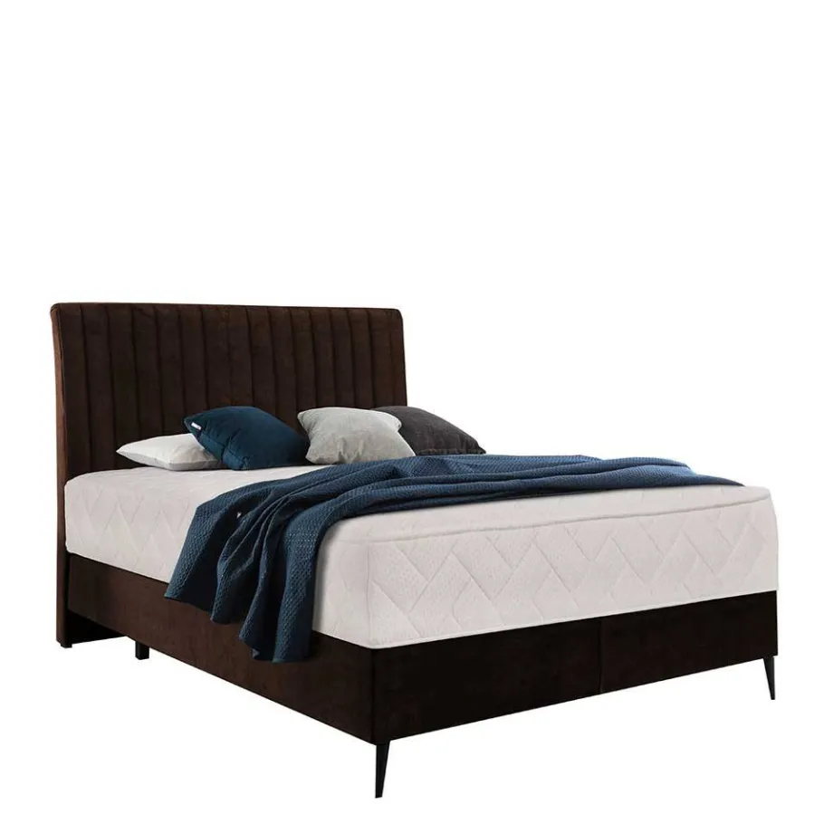 Hot Wohnen Amerikanisches Bett - Boxspring - in Dunkelbraun - Pianona