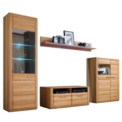 New Wohnen Anbauwand Athias aus Kernbuche (vierteilig)