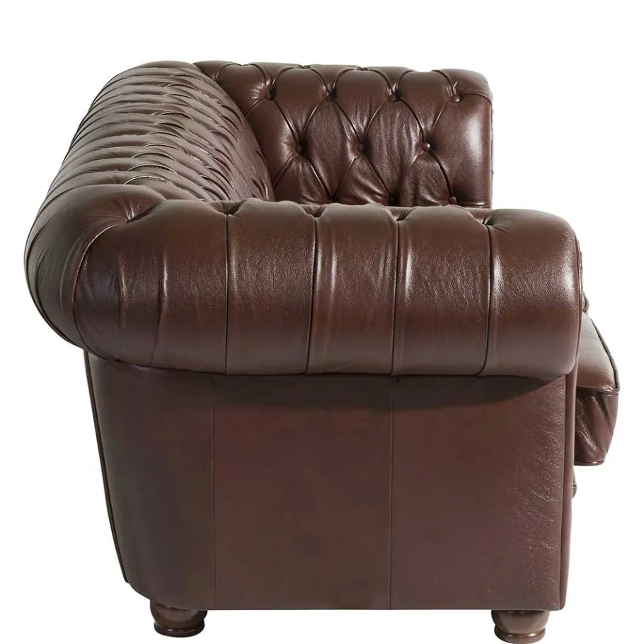 Discount Wohnen Antikleder Sofa in Braun - Chesterfield Style - Cementa