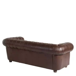 Discount Wohnen Antikleder Sofa in Braun - Chesterfield Style - Cementa