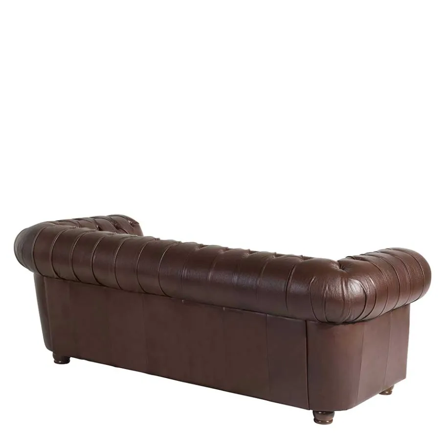 Discount Wohnen Antikleder Sofa in Braun - Chesterfield Style - Cementa