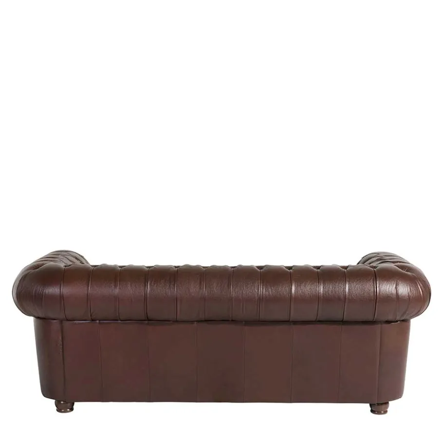 Discount Wohnen Antikleder Sofa in Braun - Chesterfield Style - Cementa