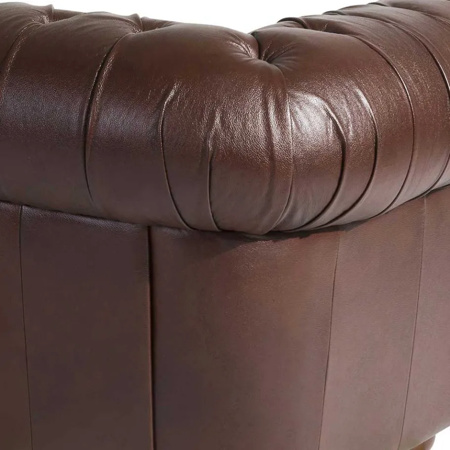 Discount Wohnen Antikleder Sofa in Braun - Chesterfield Style - Cementa