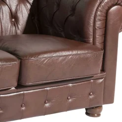 Discount Wohnen Antikleder Sofa in Braun - Chesterfield Style - Cementa
