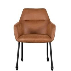 Clearance Wohnen Armlehnenstuhl auf Rollen in Cognac Braun - Varel (2er Set)