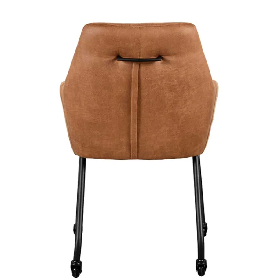 Clearance Wohnen Armlehnenstuhl auf Rollen in Cognac Braun - Varel (2er Set)
