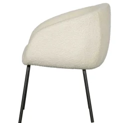 Outlet Wohnen Armlehnenstuhl aus Boucle Stoff in Offwhite - Choco (2er Set)