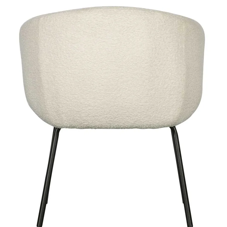 Outlet Wohnen Armlehnenstuhl aus Boucle Stoff in Offwhite - Choco (2er Set)