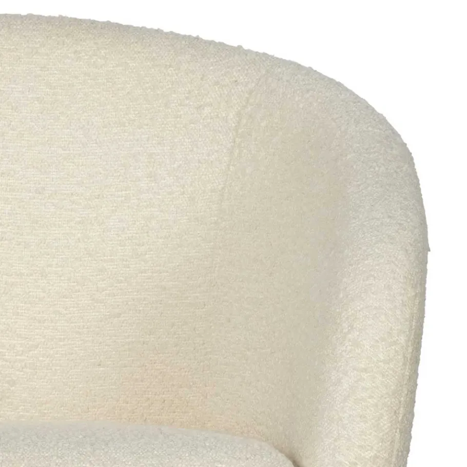 Outlet Wohnen Armlehnenstuhl aus Boucle Stoff in Offwhite - Choco (2er Set)