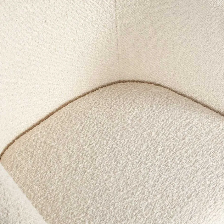 Outlet Wohnen Armlehnenstuhl aus Boucle Stoff in Offwhite - Choco (2er Set)