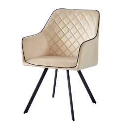 Outlet Wohnen Armlehnenstuhl aus Samt in Beige - Ortenza