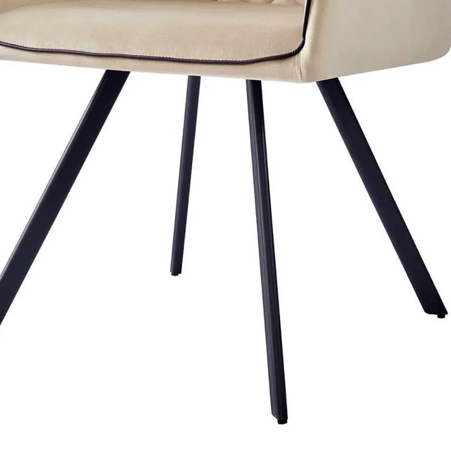 Outlet Wohnen Armlehnenstuhl aus Samt in Beige - Ortenza