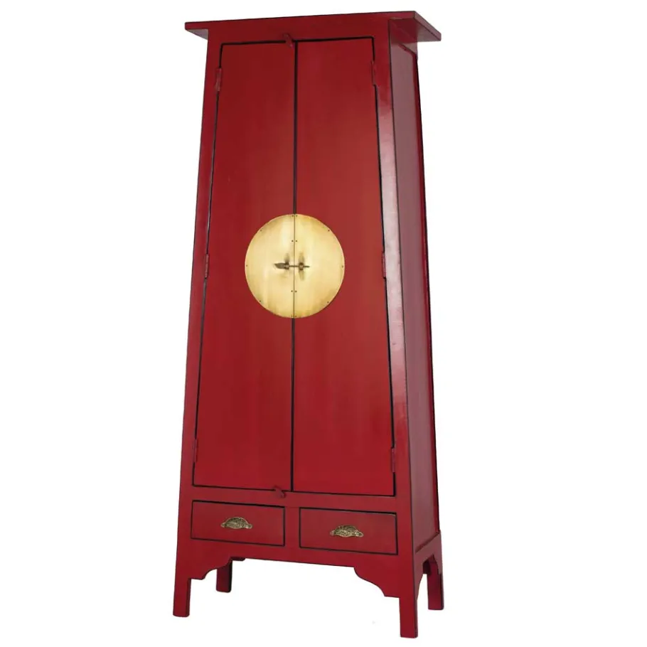 Online Wohnen Asia Design Schrank in Rot Massivholz - Iscian