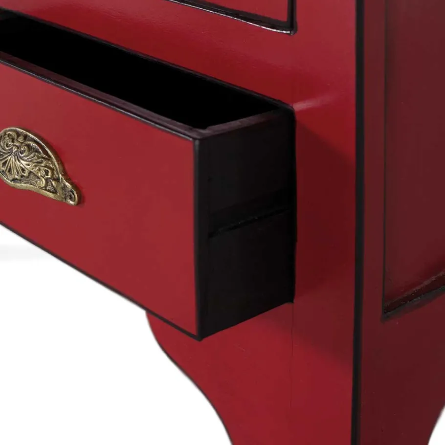 Online Wohnen Asia Design Schrank in Rot Massivholz - Iscian