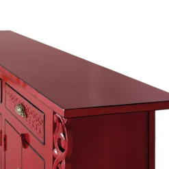 Hot Wohnen Asia Design Sideboard aus Massivholz in Rot - Iscian