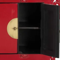 Hot Wohnen Asia Design Sideboard aus Massivholz in Rot - Iscian