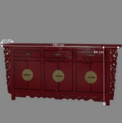Hot Wohnen Asia Design Sideboard aus Massivholz in Rot - Iscian