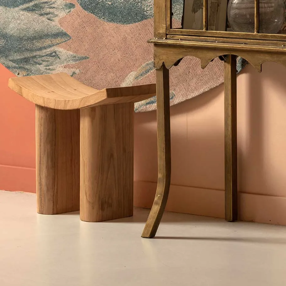 Best Wohnen Asiatischer Hocker aus Paulownia massiv - Dualko