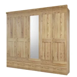 Best Wohnen Asteiche Schlafzimmerschrank mit Spiegel - 5-türig - Zamron