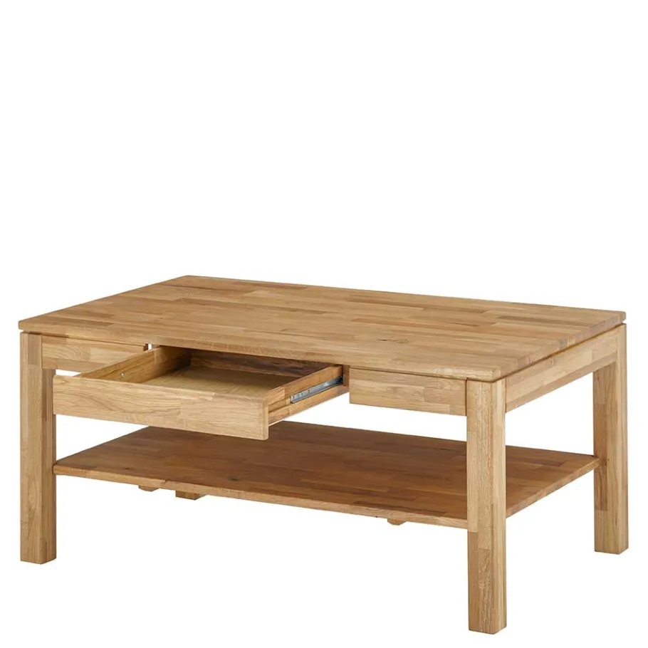 Outlet Wohnen Asteiche Sofatisch mit Schublade und Ablage - Hoxtona