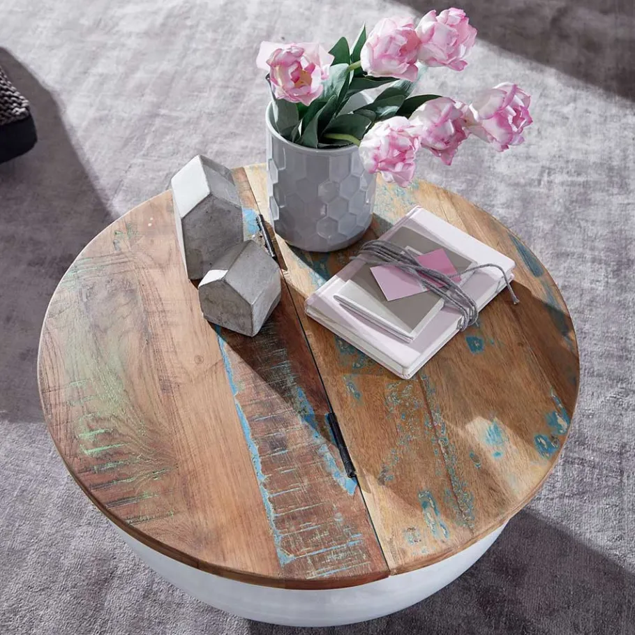 Clearance Wohnen Ausgefallener Couchtisch im Trommel Design - Volcma