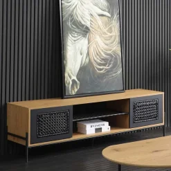 Clearance Wohnen Ausgefallenes TV Board mit Kunstrattan Einsätzen - Zavias
