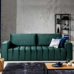 Discount Wohnen Ausklappbares Sofa in Grün Samt - Olenka