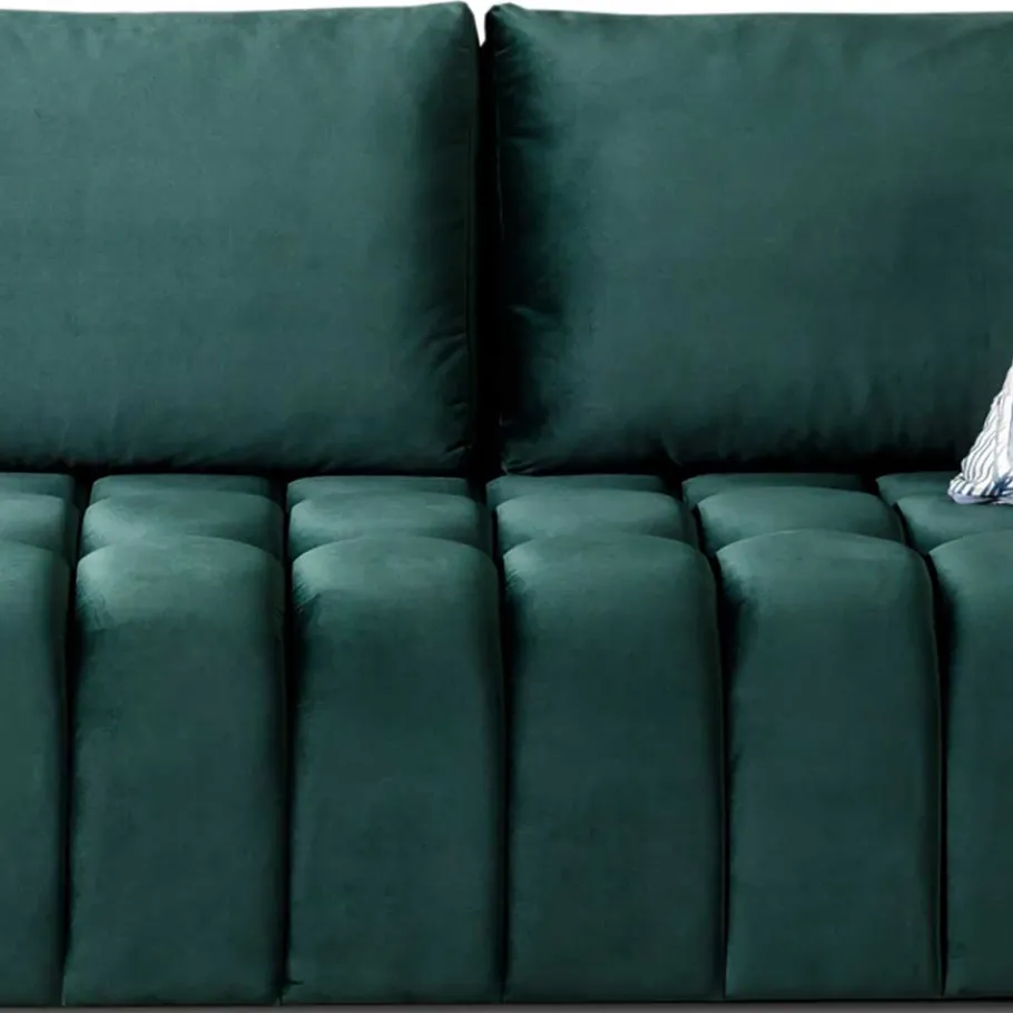 Discount Wohnen Ausklappbares Sofa in Grün Samt - Olenka