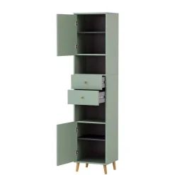 New Wohnen Bad Hochschrank in Graugrün & Eiche - Vereny
