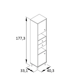 New Wohnen Bad Hochschrank in Graugrün & Eiche - Vereny