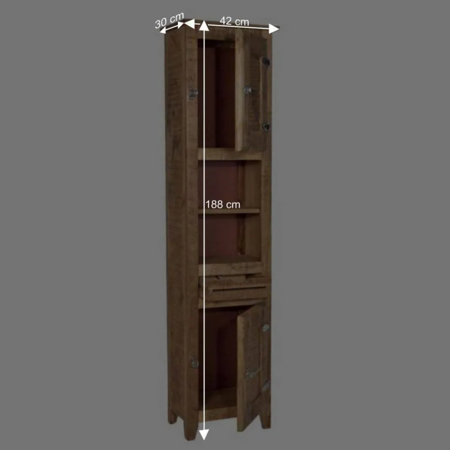 New Wohnen Bad Hochschrank Suennas aus Mangobaum Massivholz