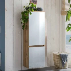 Best Wohnen Bad Midischrank in Weiß Glas & Wildeiche - Vrendina