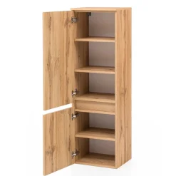 Best Wohnen Bad Midischrank in Weiß Glas & Wildeiche - Vrendina