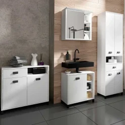Discount Wohnen Bad Spiegelschrank in Weiß mit Schwarz - Envaton
