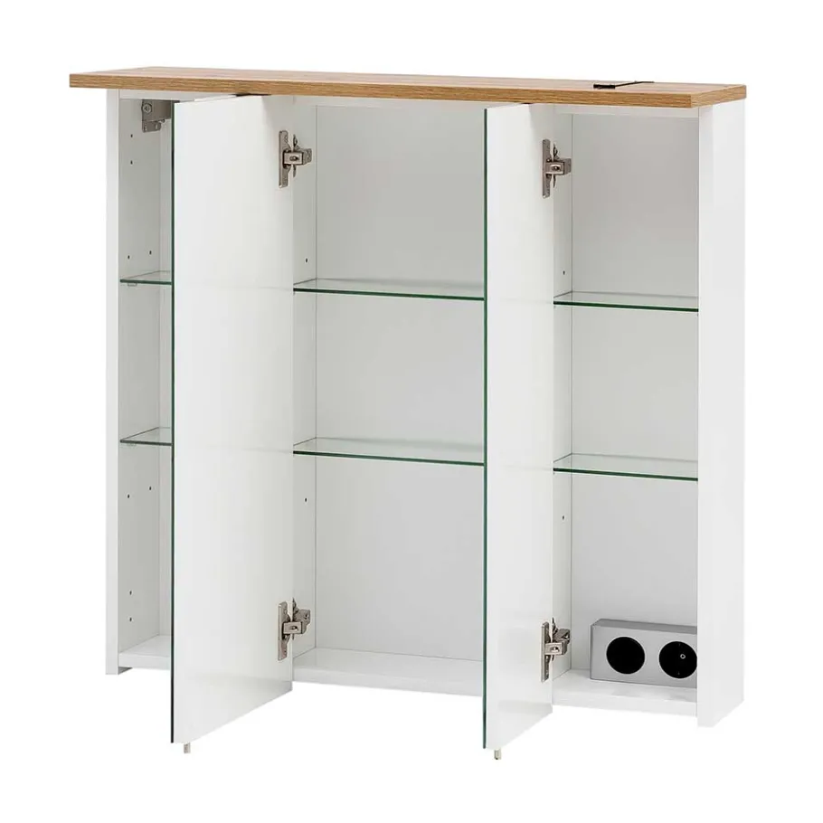 Sale Wohnen Bad Spiegelschrank in Weiß Glanz & Eiche - Utiona