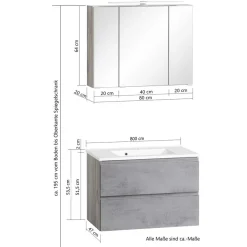 Wohnen Bad Waschbeckenschrank & Spiegelschrank - Eight (zweiteilig)