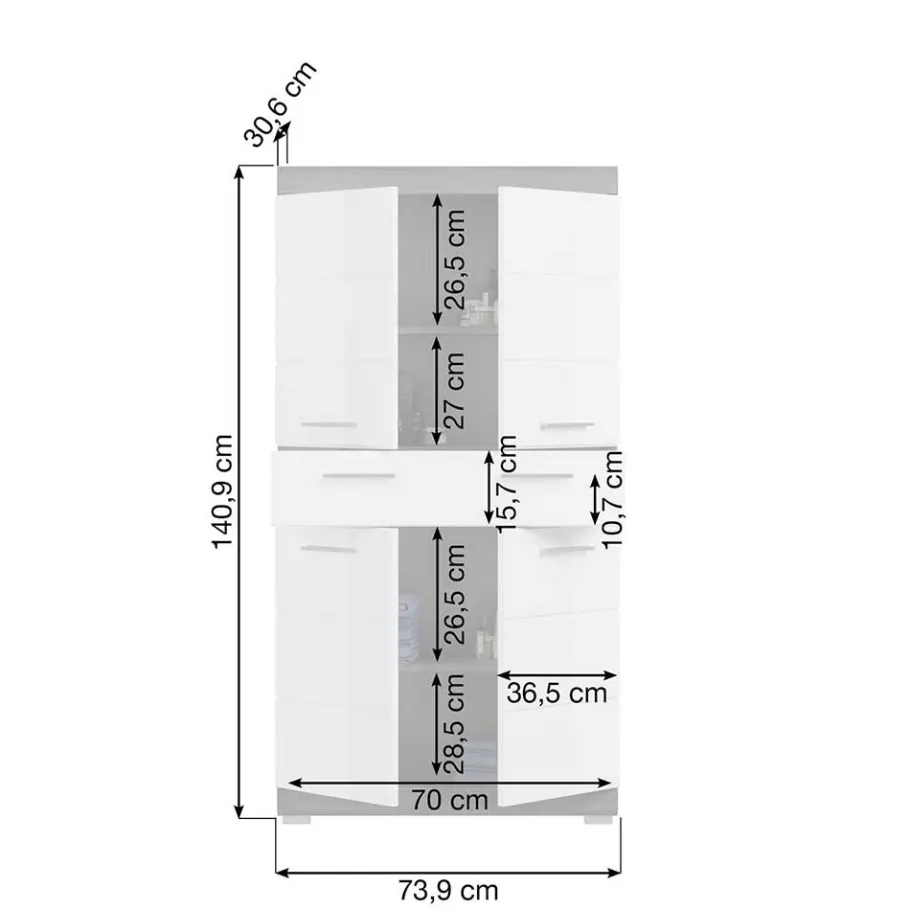 Sale Wohnen Bad Waschplatz & Highboard & Hochschrank - Nancys (vierteilig)