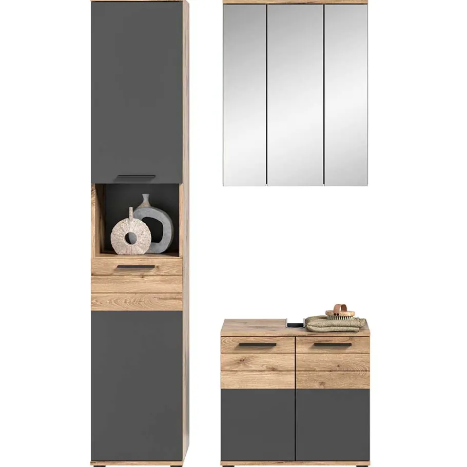 Best Wohnen Bad Waschplatz mit Hochschrank Set - Depart (dreiteilig)