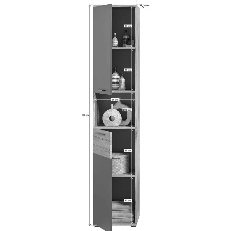 Best Wohnen Bad Waschplatz mit Hochschrank Set - Depart (dreiteilig)