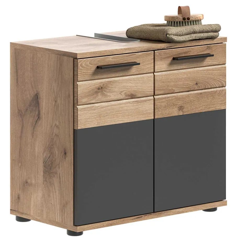 Best Wohnen Bad Waschplatz mit Hochschrank Set - Depart (dreiteilig)