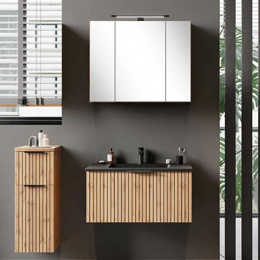 New Wohnen Bad Waschplatz Mobiliar Set - Crystoga (dreiteilig)