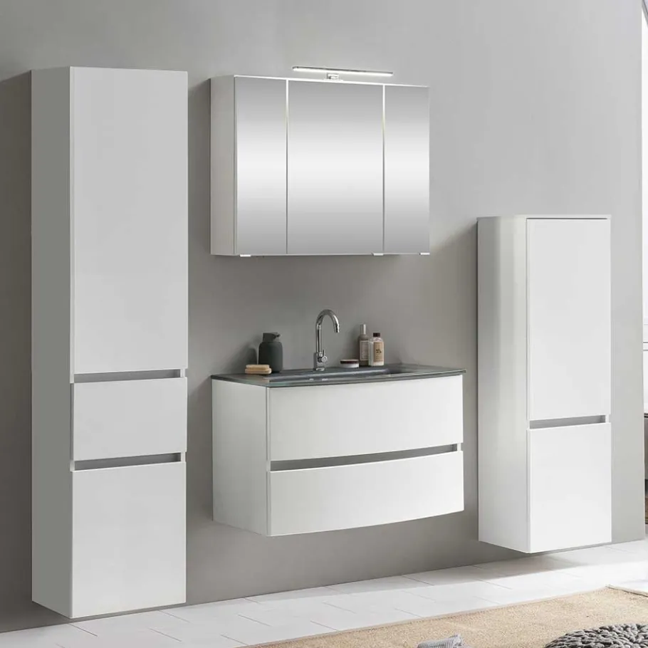 Clearance Wohnen Badblock Badmöbel in Weiß - Mesciria (vierteilig)