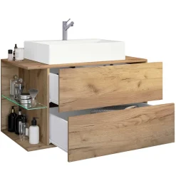 New Wohnen Badeinrichtung im Holzlook Set - Yulmatro (vierteilig)