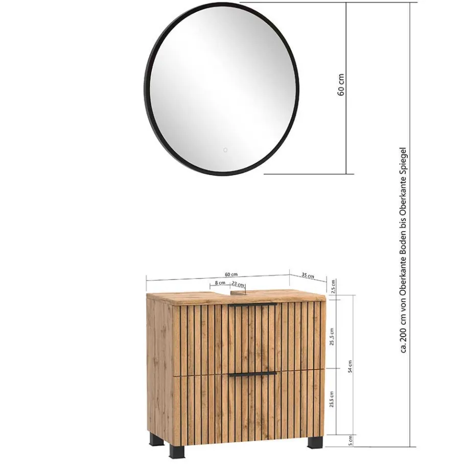 Best Wohnen Badeinrichtung mit Lichtspiegel Set - Crystoga (vierteilig)