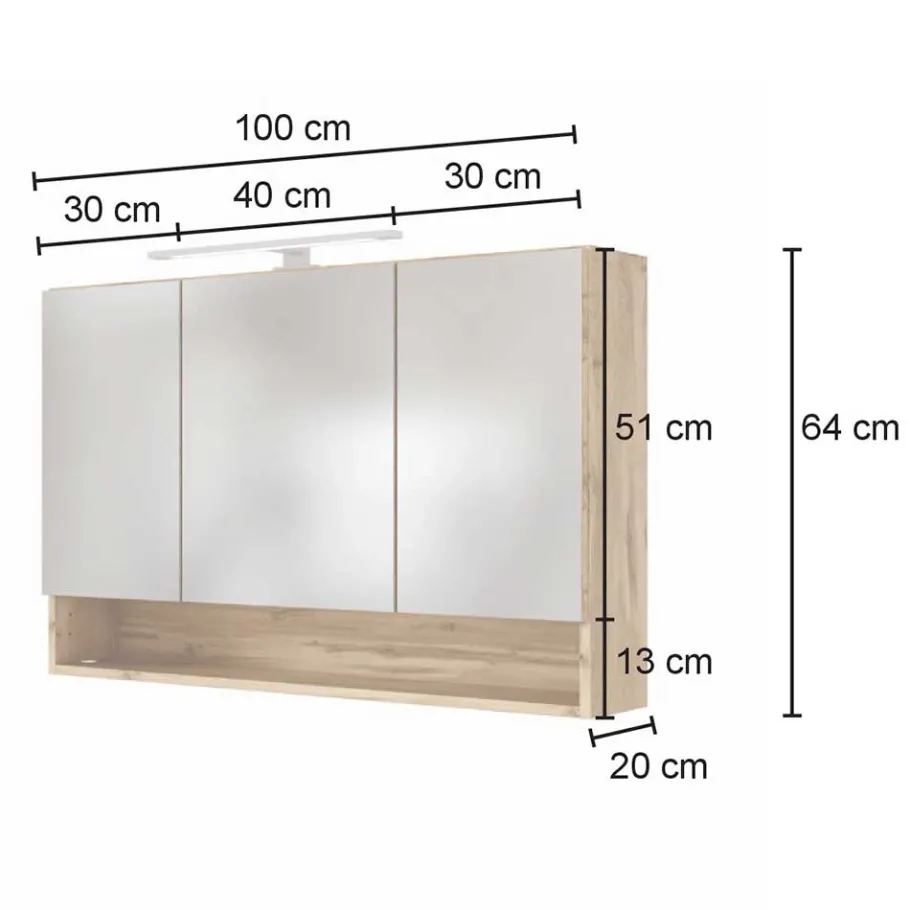 Sale Wohnen Badezimmer 3D Spiegelschrank in Holz Nachbildung - Lemnas
