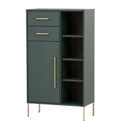 Hot Wohnen Badezimmer Highboard in Dunkelgrün & Gold - Aqua