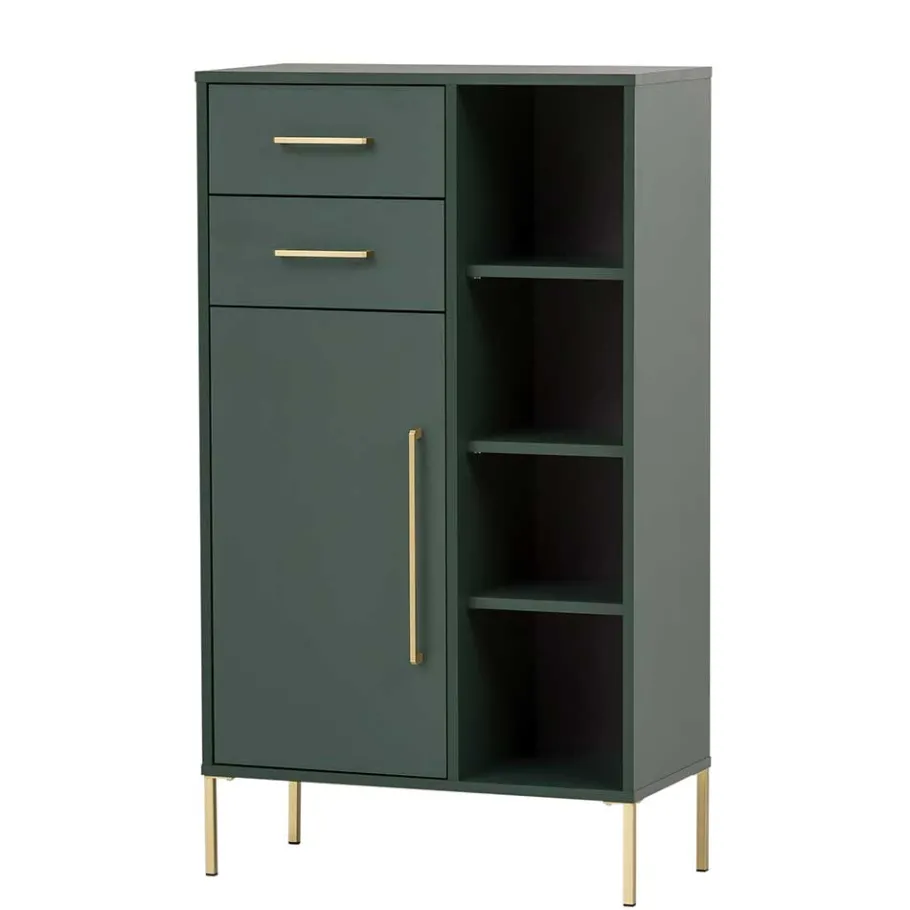 Hot Wohnen Badezimmer Highboard in Dunkelgrün & Gold - Aqua